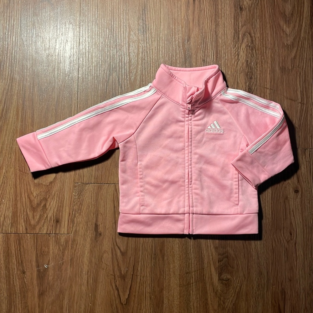 Adidas pink & White stripe  Infant Jacket size 9month